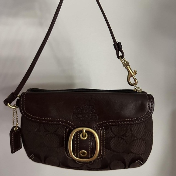 Coach Chocolate Brown Leather Wristlet